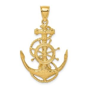 10K Gold 2-D Anchor and Wheel Charm